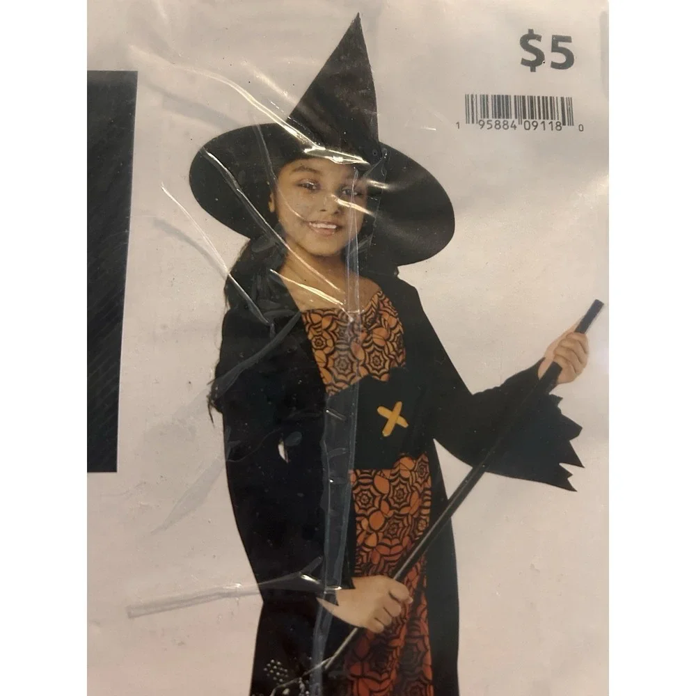 Witch‎ Costume Y (10-12) Dress, Belt And Hat